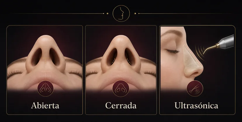 Abordajes abierto, cerrado y ultrasónico en rinoplastia