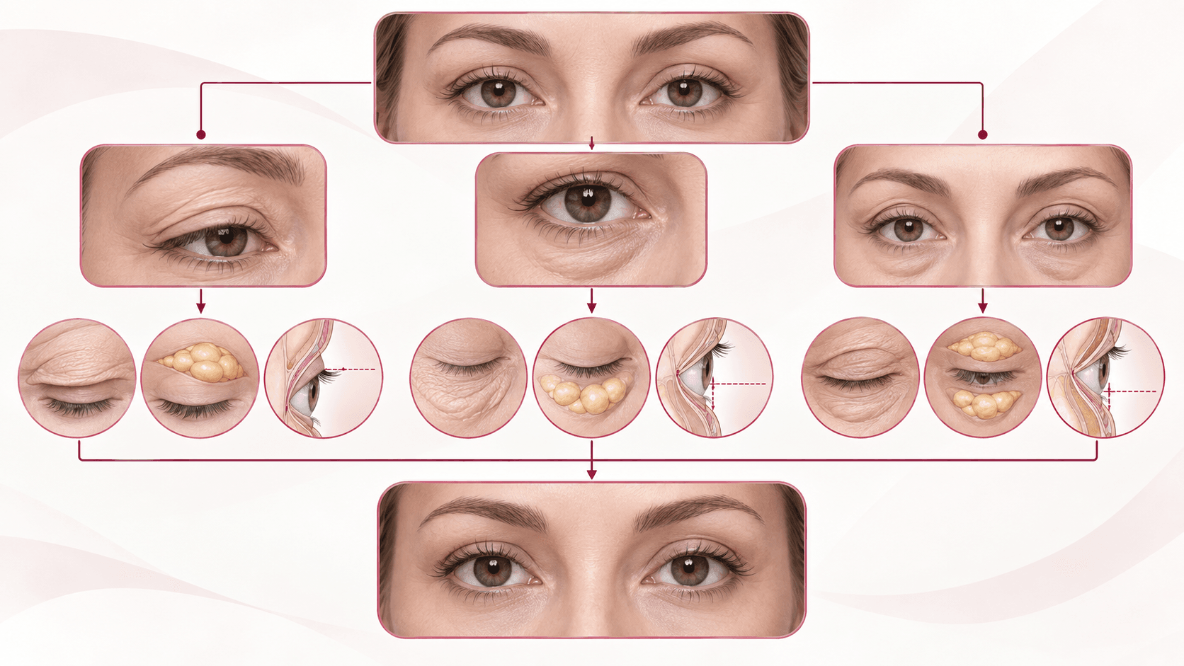 Proceso de evaluación para decidir una blefaroplastia superior, inferior o completa