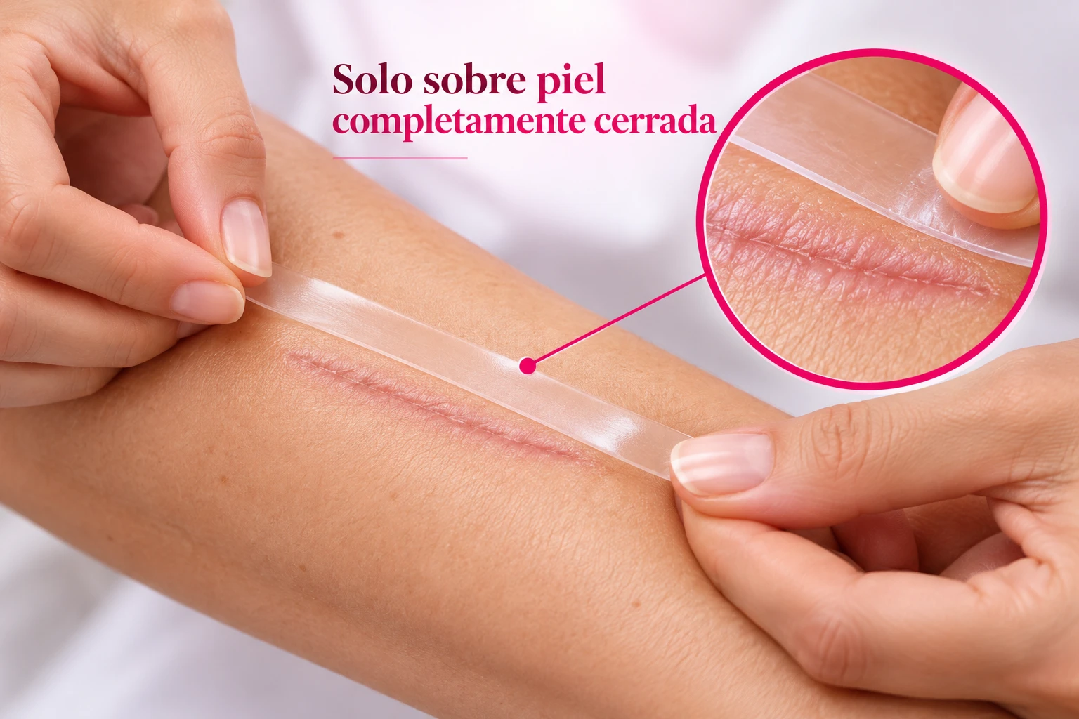 Lámina de silicona sobre piel completamente cerrada