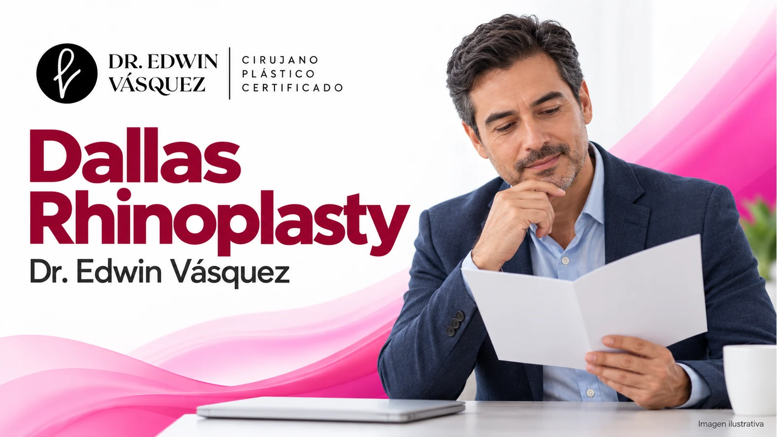 Dallas Rhinoplasty. Escena ilustrativa de una persona adulta; contenido del Dr. Edwin Vásquez.