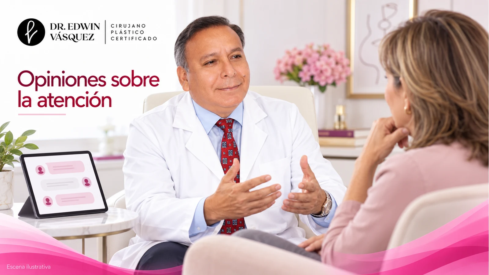 Consulta ilustrativa del Dr. Edwin Vásquez sobre opiniones de profesionales, clínicas y servicios.