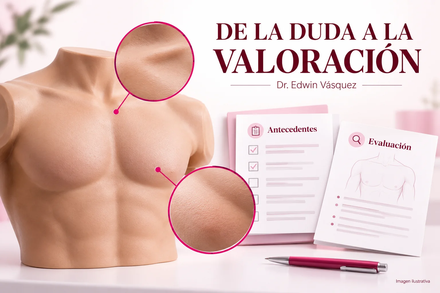 Ilustración de la evaluación individual ante un cambio en un lado del pecho — imagen ilustrativa