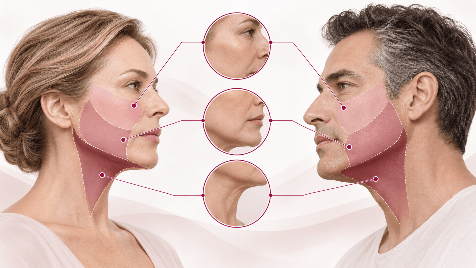 Zonas y candidatos para mini lifting o lifting facial completo