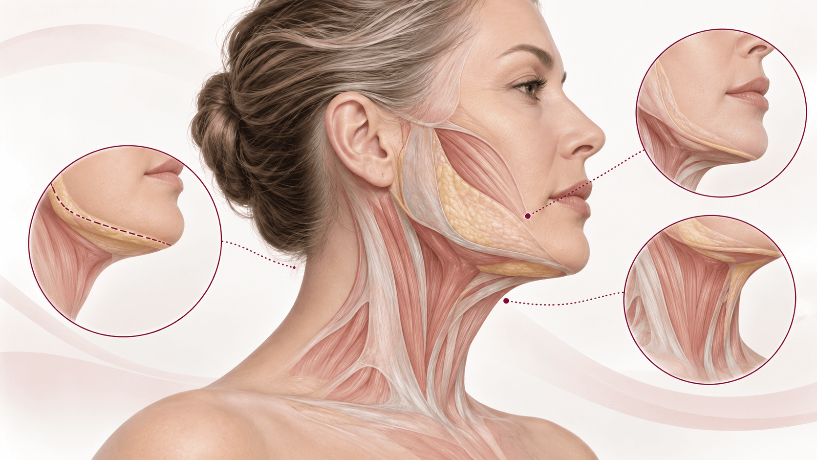 Zonas del rostro y cuello evaluadas en un lifting cervicofacial