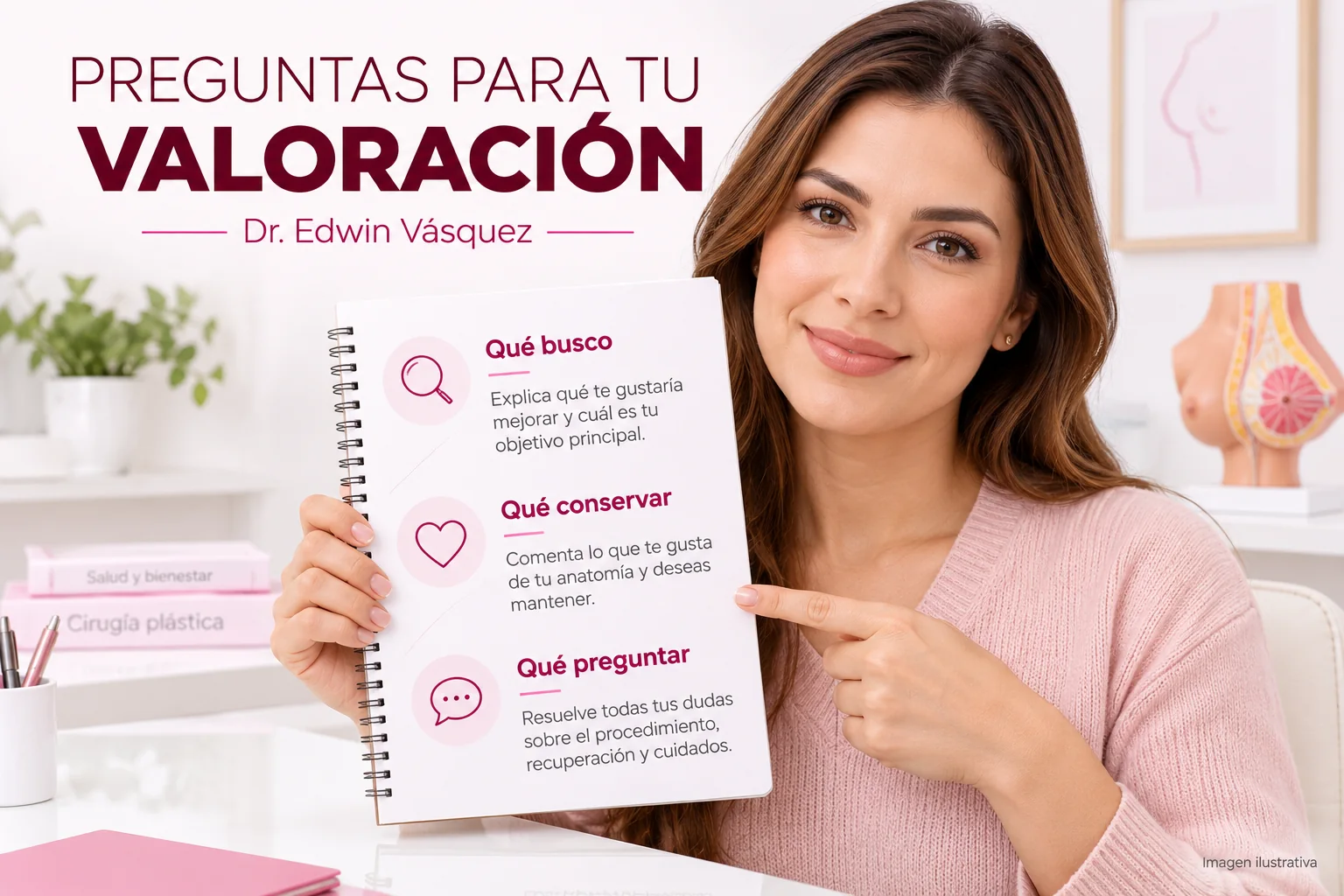 Preguntas sobre objetivos y alternativas para una valoración mamaria — imagen ilustrativa
